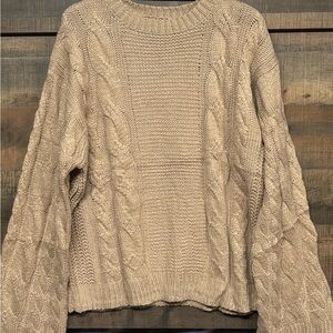 Cakulo Cozy Oversized Cable Knit Sweater Women’s XL Khaki NWT